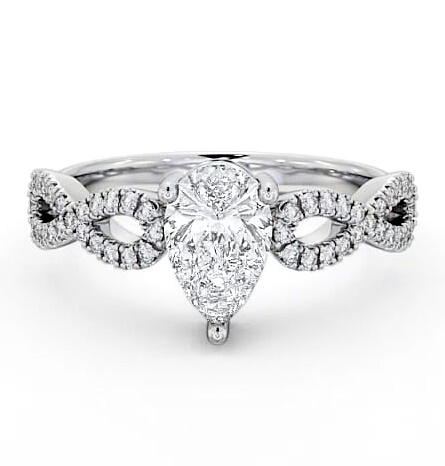 Pear Diamond Infinity Style Band Engagement Ring Platinum Solitaire ENPE8_WG_THUMB2 