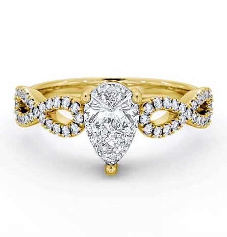 Pear Diamond Infinity Style Band Ring 9K Yellow Gold Solitaire ENPE8_YG_THUMB1