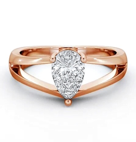 Pear Diamond Split Band Engagement Ring 18K Rose Gold Solitaire ENPE9_RG_THUMB2 
