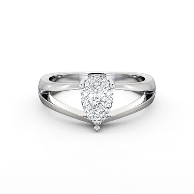 Pear Diamond Engagement Ring 18K White Gold Solitaire - Emelia ENPE9_WG_HAND