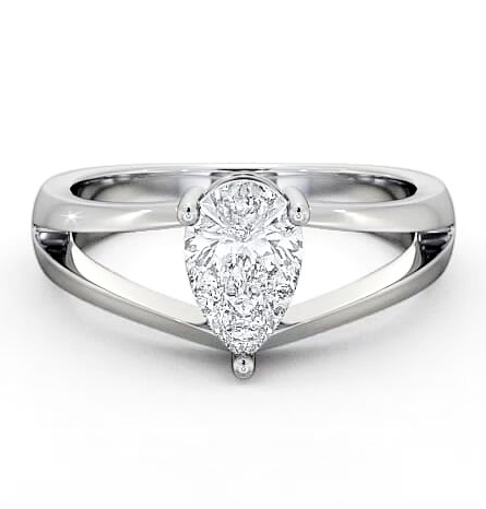 Pear Diamond Split Band Engagement Ring 18K White Gold Solitaire ENPE9_WG_THUMB2 