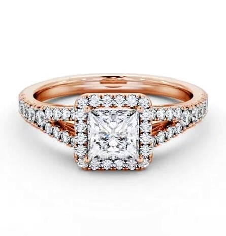 Halo Princess Diamond Split Band Engagement Ring 18K Rose Gold ENPR100_RG_THUMB2 