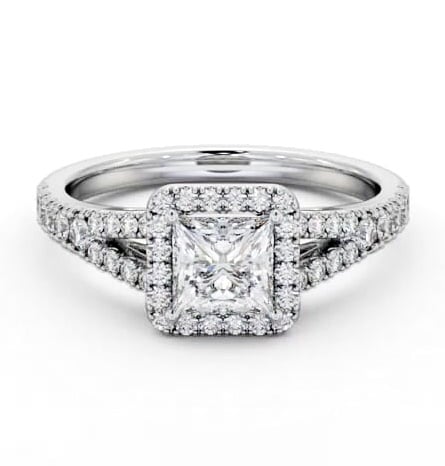 Halo Princess Diamond Split Band Engagement Ring 18K White Gold ENPR100_WG_THUMB2 