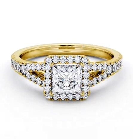 Halo Princess Diamond Split Band Engagement Ring 9K Yellow Gold ENPR100_YG_THUMB1
