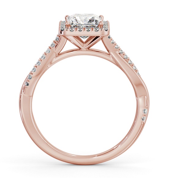 Halo Princess Diamond Crossover Band Engagement Ring 18K Rose Gold ENPR101_RG_THUMB1 