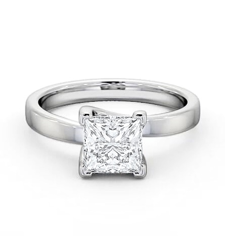 Princess Diamond Sweeping Band Ring 18K White Gold Solitaire ENPR10_WG_THUMB1