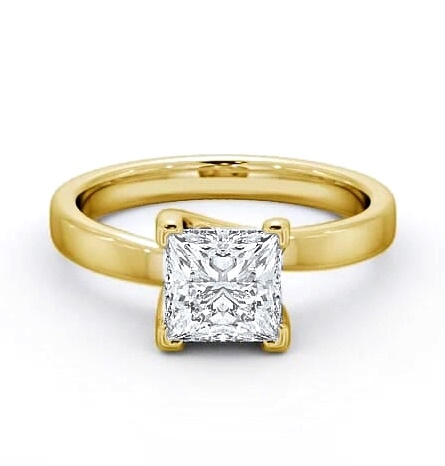 Princess Diamond Sweeping Band Ring 18K Yellow Gold Solitaire ENPR10_YG_THUMB1