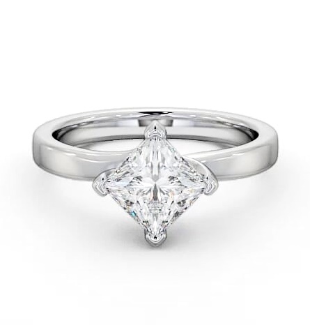 Princess Diamond Rotated Head Engagement Ring Platinum Solitaire ENPR11_WG_THUMB1