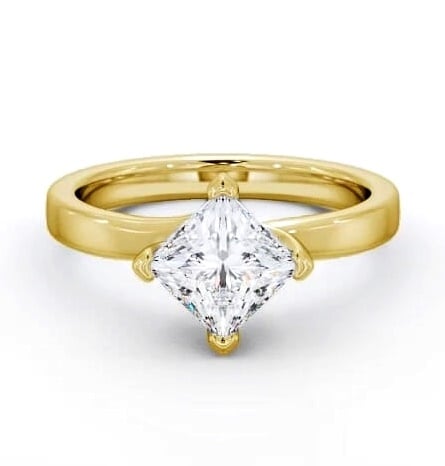 Princess Diamond Rotated Head Ring 18K Yellow Gold Solitaire ENPR11_YG_THUMB2 