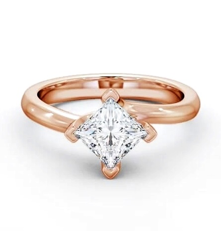 Princess Diamond Rotated Head Engagement Ring 9K Rose Gold Solitaire ENPR13_RG_THUMB1