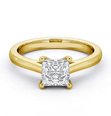 Princess Diamond Traditional Engagement Ring 18K Yellow Gold Solitaire ENPR14_YG_THUMB2 