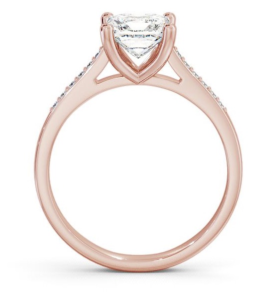 Princess Diamond Classic 4 Prong Engagement Ring 18K Rose Gold Solitaire with Channel Set Side Stones ENPR14S_RG_THUMB1