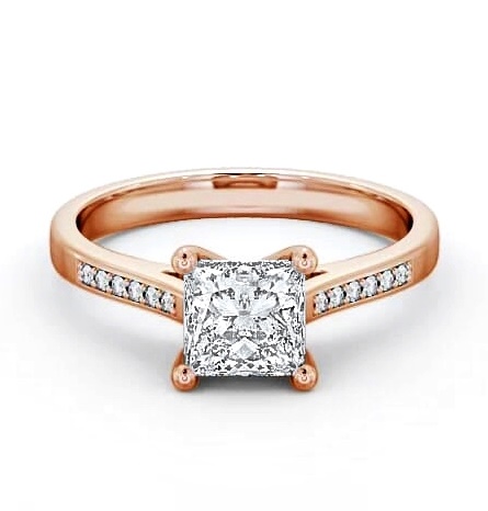 Princess Diamond Classic 4 Prong Ring 9K Rose Gold Solitaire ENPR14S_RG_THUMB1