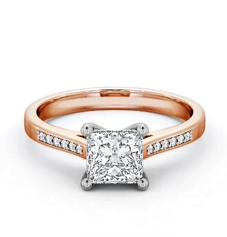 Princess Diamond Classic 4 Prong Ring 18K Rose and White Gold Solitaire ENPR14S_RWG_THUMB1