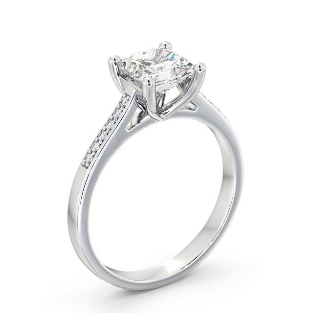Princess Diamond Engagement Ring 9K White Gold Solitaire With Side Stones - Lucinda ENPR14S_WG_HAND