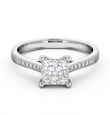 Princess Diamond Classic 4 Prong Engagement Ring Platinum Solitaire ENPR14S_WG_THUMB1