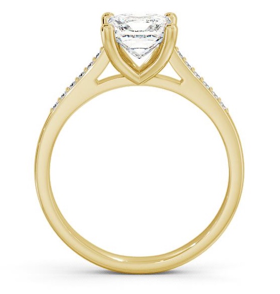 Princess Diamond Classic 4 Prong Engagement Ring 18K Yellow Gold Solitaire with Channel Set Side Stones ENPR14S_YG_THUMB1