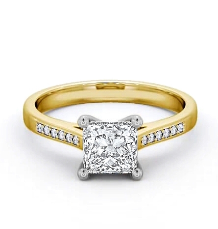 Princess Diamond Classic 4 Prong Ring 18K Yellow and White Gold Solitaire ENPR14S_YWG_THUMB1