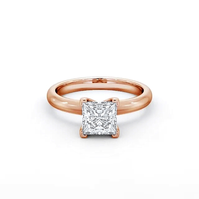 Princess Diamond Engagement Ring 18K Rose Gold Solitaire - Simone ENPR15_RG_HAND