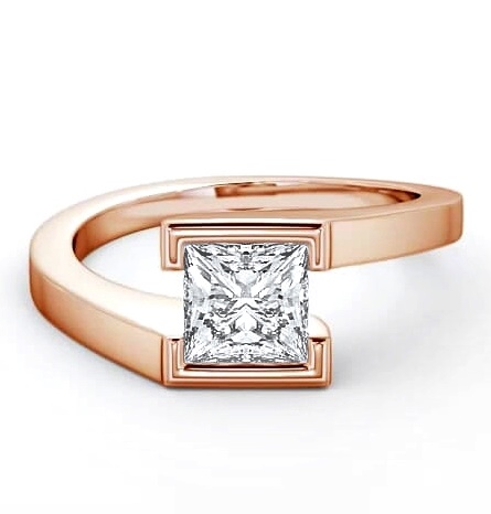 Princess Diamond Open Bezel Engagement Ring 9K Rose Gold Solitaire ENPR17_RG_THUMB1