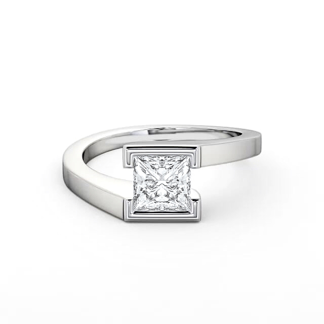 Princess Diamond Engagement Ring 18K White Gold Solitaire - Kalani ENPR17_WG_HAND