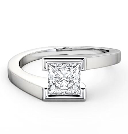 Princess Diamond Open Bezel Engagement Ring 18K White Gold Solitaire ENPR17_WG_THUMB1