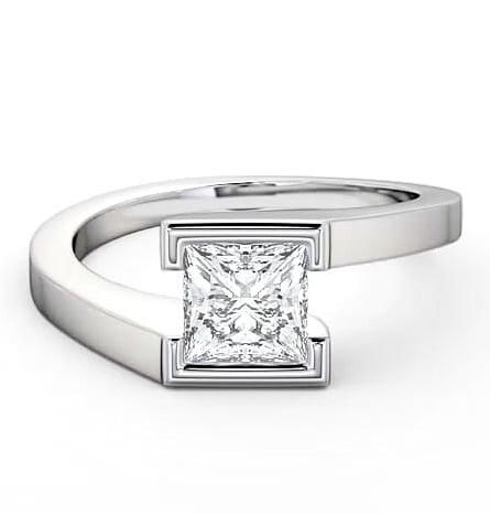 Princess Diamond Open Bezel Engagement Ring 18K White Gold Solitaire ENPR17_WG_THUMB2 
