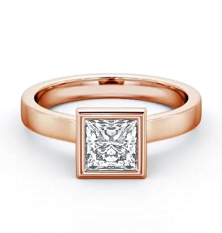 Princess Diamond Bezel Engagement Ring 18K Rose Gold Solitaire ENPR18_RG_THUMB1
