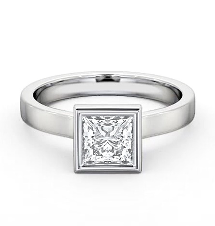 Princess Diamond Bezel Engagement Ring 9K White Gold Solitaire ENPR18_WG_THUMB1