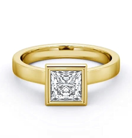 Princess Diamond Bezel Engagement Ring 18K Yellow Gold Solitaire ENPR18_YG_THUMB1