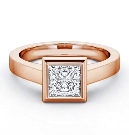 Princess Diamond Bezel Engagement Ring 18K Rose Gold Solitaire ENPR19_RG_THUMB1