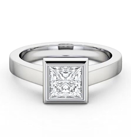 Princess Diamond Bezel Engagement Ring 18K White Gold Solitaire ENPR19_WG_THUMB1