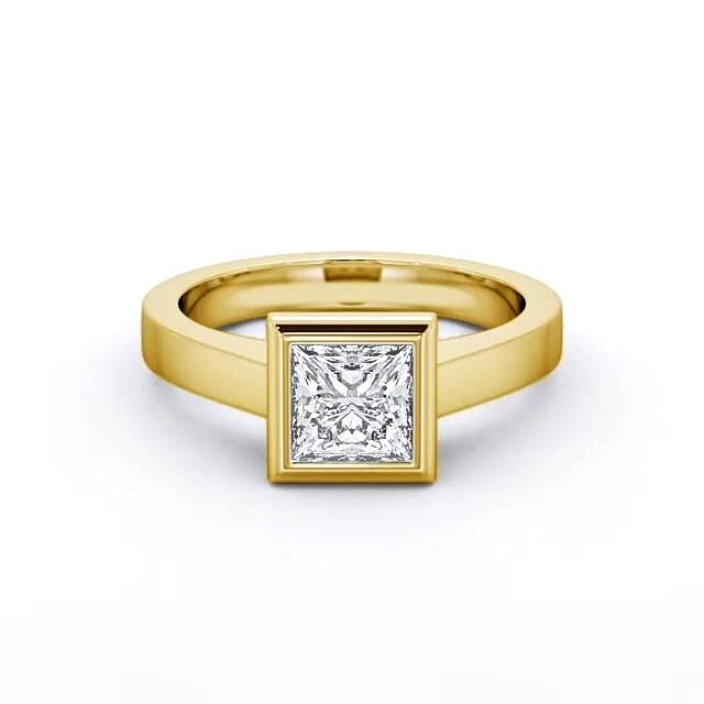 Princess Diamond Engagement Ring 18K Yellow Gold Solitaire - Angely ENPR19_YG_HAND