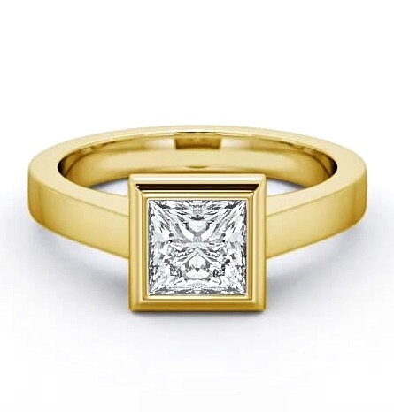 Princess Diamond Bezel Engagement Ring 18K Yellow Gold Solitaire ENPR19_YG_THUMB1