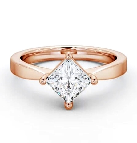 Princess Diamond Pinched Band Engagement Ring 9K Rose Gold Solitaire ENPR1_RG_THUMB1