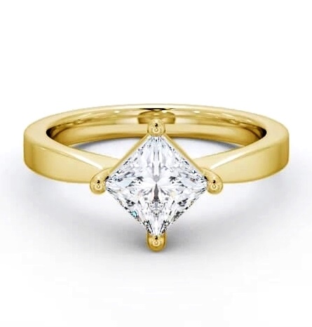 Princess Diamond Pinched Band Ring 18K Yellow Gold Solitaire ENPR1_YG_THUMB1