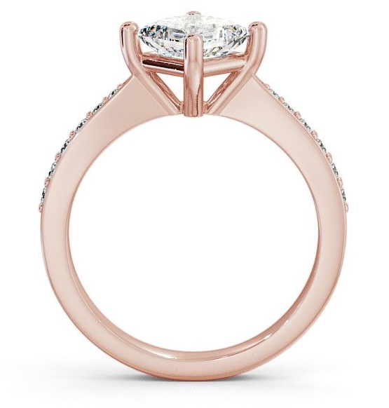 Princess Diamond Rotated Head Engagement Ring 18K Rose Gold Solitaire with Channel Set Side Stones ENPR1S_RG_THUMB1