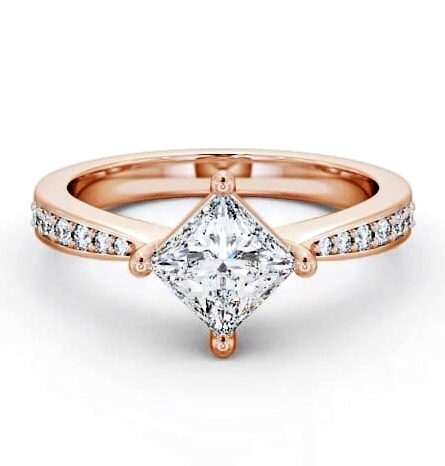 Princess Diamond Rotated Head Engagement Ring 9K Rose Gold Solitaire ENPR1S_RG_THUMB1