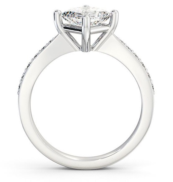 Princess Diamond Rotated Head Engagement Ring Platinum Solitaire with Channel Set Side Stones ENPR1S_WG_THUMB1