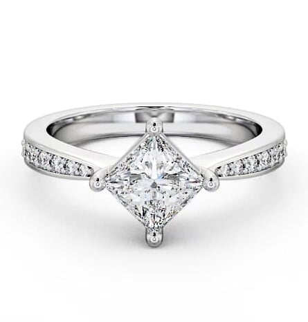Princess Diamond Rotated Head Engagement Ring 18K White Gold Solitaire ENPR1S_WG_THUMB2 