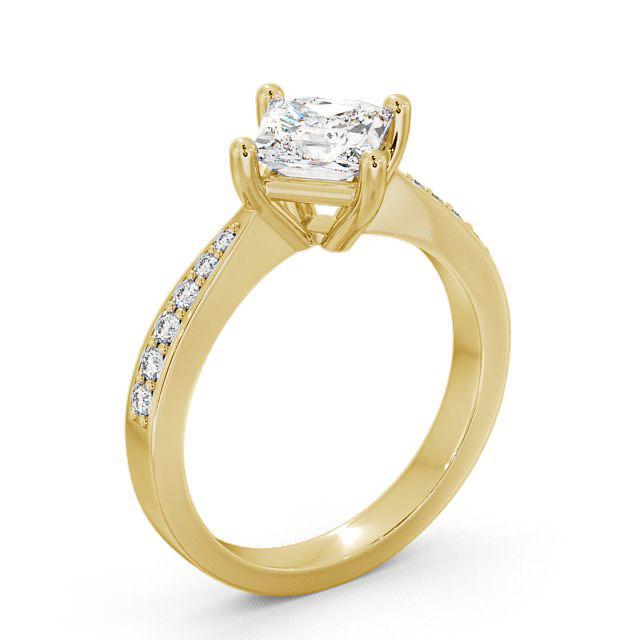 Princess Diamond Engagement Ring 9K Yellow Gold Solitaire With Side Stones - Analise ENPR1S_YG_HAND