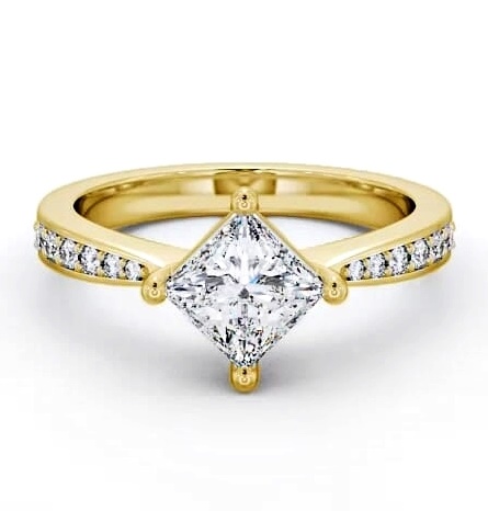 Princess Diamond Rotated Head Engagement Ring 9K Yellow Gold Solitaire ENPR1S_YG_THUMB1