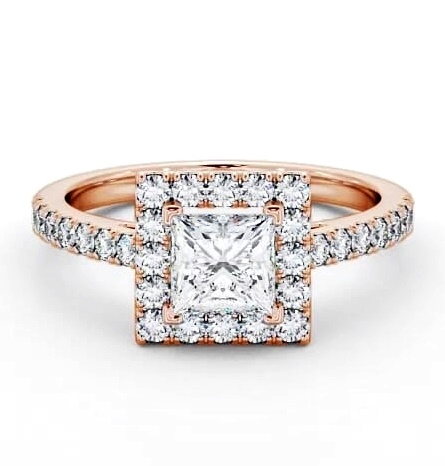 Halo Princess Diamond Elegant Engagement Ring 9K Rose Gold ENPR20_RG_THUMB1