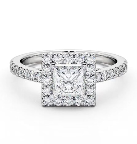Halo Princess Diamond Elegant Engagement Ring 18K White Gold ENPR20_WG_THUMB2 