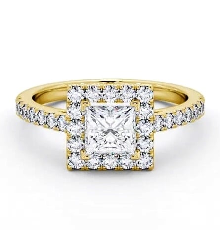 Halo Princess Diamond Elegant Engagement Ring 18K Yellow Gold ENPR20_YG_THUMB2 