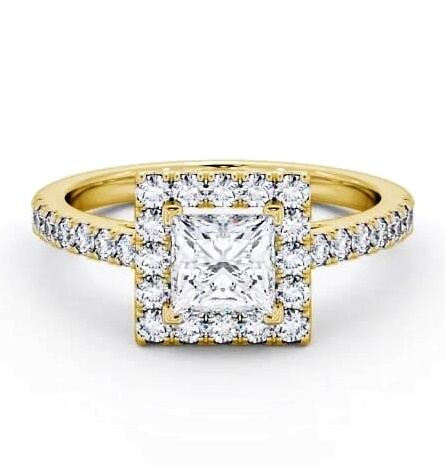Halo Princess Diamond Elegant Engagement Ring 9K Yellow Gold ENPR20_YG_THUMB1