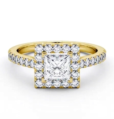 Halo Princess Diamond Elegant Engagement Ring 18K Yellow Gold ENPR20_YG_THUMB2 