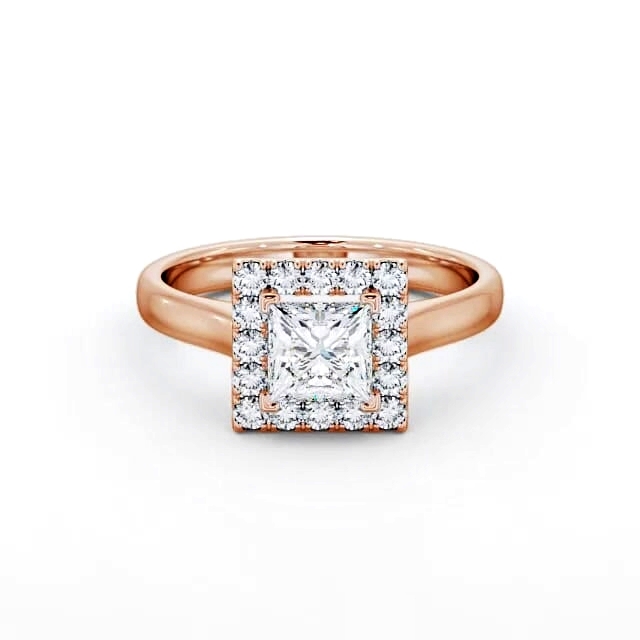 Halo Princess Diamond Engagement Ring 18K Rose Gold - Damia ENPR21_RG_HAND