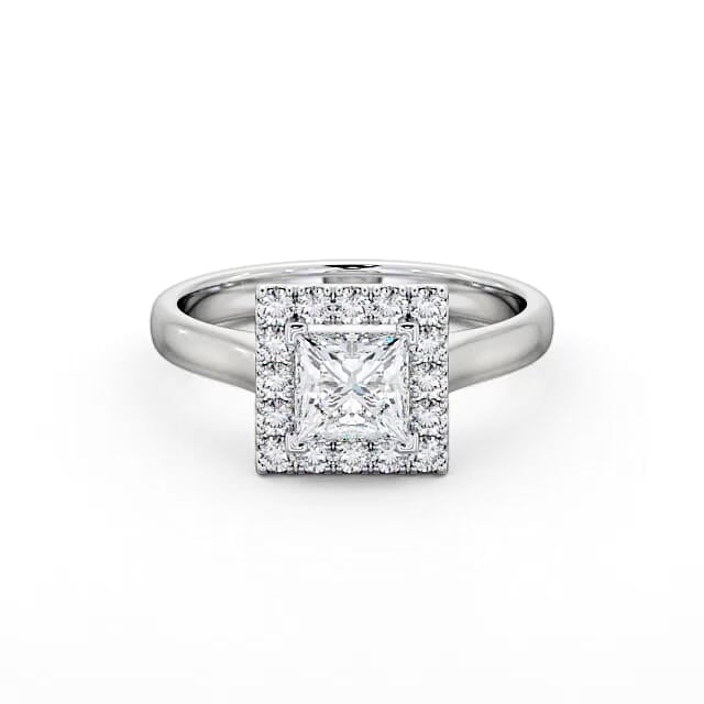 Halo Princess Diamond Engagement Ring 18K White Gold - Damia ENPR21_WG_HAND