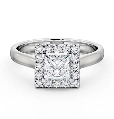 Halo Princess Diamond Simplistic Style Engagement Ring 18K White Gold ENPR21_WG_THUMB1